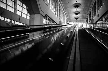 Wall Mural - Black and white escalator