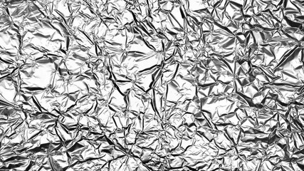 Poster - Crumpled foil sheet background texture , silver aluminum foil as background for design