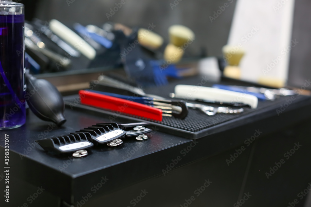 Shaving tools for men in barbershop