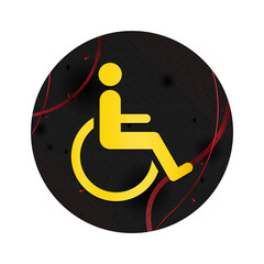 Canvas Print - Wheelchair handicap icon elegant black round button