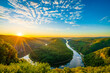 Saar river valley near Mettlach at sunrise. South Germany 