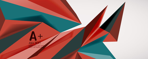 Vector triangle geometric backgrounds. Low poly 3d shape on light backdrop. Vector illustration for covers, banners, flyers and posters and other designs