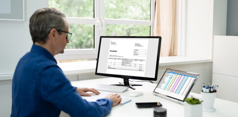 Wall Mural - Digital Invoice Bill On Computer