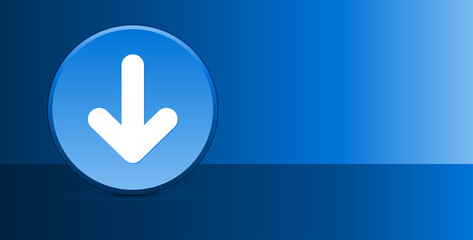 Wall Mural - Down arrow icon glassy modern blue button abstract background