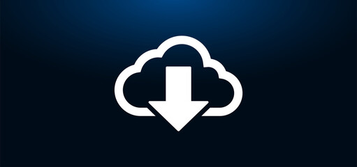 Wall Mural - Cloud download icon crystal blue banner background