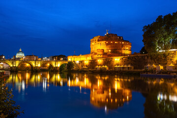 Sticker - Castel Sant'Angelo at dusk in Rome, Italy