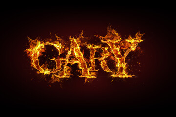 Gary name made of fire and flames