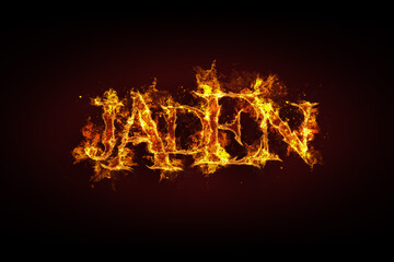 Wall Mural - Jaden name made of fire and flames