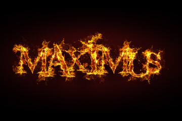 Maximus name made of fire and flames