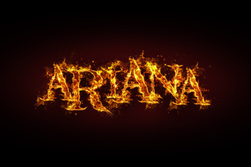 Ariana name made of fire and flames