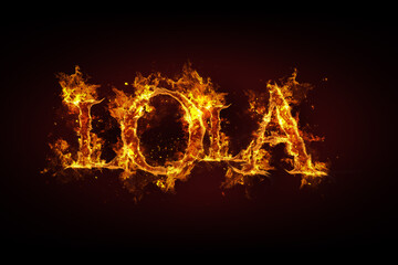 Lola name made of fire and flames