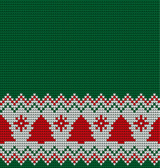 Sticker - Knitted Christmas and New Year pattern. Wool Knitting Sweater Design. Wallpaper wrapping paper textile print. eps 10