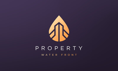 Wall Mural - abstract property and water logo concept in a minimal and modern style