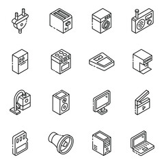 Wall Mural - 
Home Appliances Glyph Isometric Icons 
