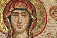 The Face Of The Virgin, Mosaic On The Church Fence, Moscow Region