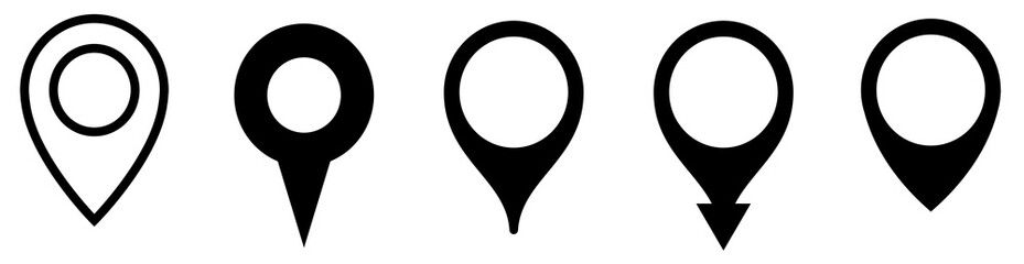 Wall Mural - map marker pointer icon set . marker map icons symbol. pointer map. gps location.black map markers c