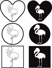 Wall Mural - Set of flamingo signs, vector illustration