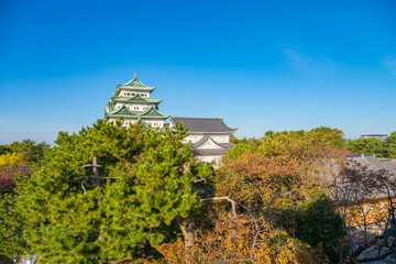 Sticker - Nagoya castle in autumn season. Japan