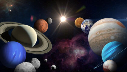 Wall Mural - solar system planet and sun. elements of this image furnished by nasa.