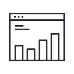 Wall Mural - line design vector illustration of website analytics. seo, search engine optimization process with w