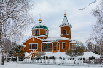 Church of the Holy Archangel Michael in Gomel. Winter. Belarus.