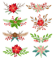 Sticker - Vector winter floral elements