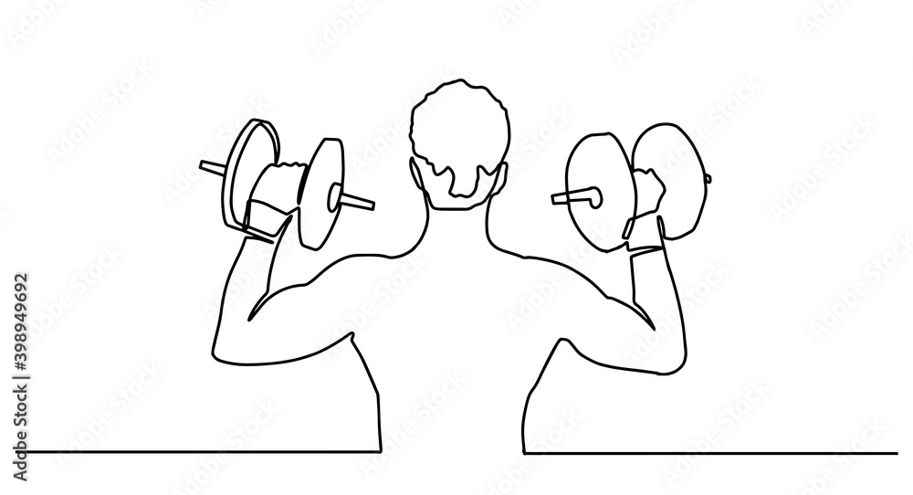One Line Drawing or Continuous Line Art of a Strong Athletic Guy ...