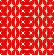 Mid-century Modern Wrapping Paper With Starburst Pattern With Cream Stars On Red Background