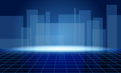 Leinwandbilder - abstract blue city background in old disco style
