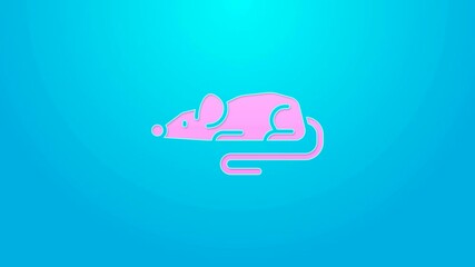 Poster - Pink line Experimental mouse icon isolated on blue background. 4K Video motion graphic animation