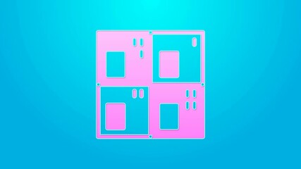 Sticker - Pink line Periodic table of the elements icon isolated on blue background. 4K Video motion graphic animation