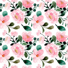 Beautiful Pink Floral Watercolor Seamless Pattern