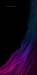 Wall Mural - abstract curve lines flowing colorful purple blue green isolated on black background with space for 