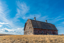Vintage Red Barn On The Prairies Near Admiral, Saskatchewan 