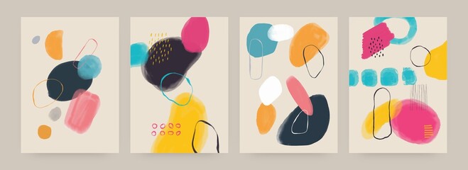 Wall Mural - abstract paint posters. modern watercolor brush strokes and ink stains, background with acrylic text