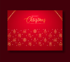 Wall Mural - Happy Christmas greeting card design. Happy Xmas Cards with New Year wish. Horizontal template Ideal for greeting card, poster.