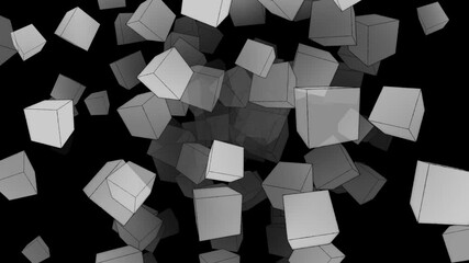Wall Mural - abstract particles close-up of flying white cubes in outer space. the beauty. holiday. christmas. 3d