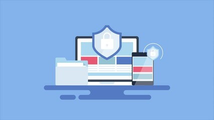 Wall Mural - data protection and cyber security with secure internet network shield. protecting online data and p