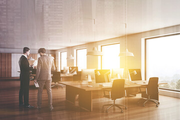 Wall Mural - People in wooden open space office corner