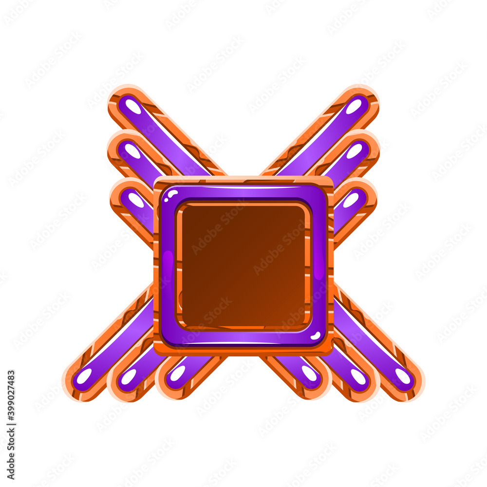 Funny gui purple wooden and jelly frame border template for game ui ...