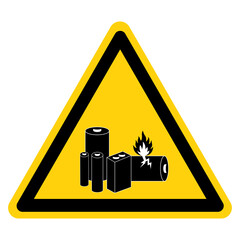 Warning Lithium Batteries Symbol Sign, Vector Illustration, Isolate On White Background Label. EPS10