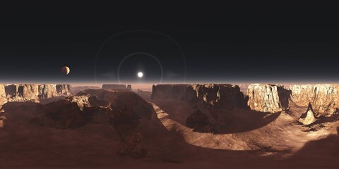 Wall Mural - sunset on Mars. HDRI . equidistant projection. Spherical panorama. panorama 360. environment map, 3d rendering
