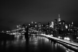 Fototapeta Mosty linowy / wiszący - NY city bridge at night