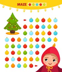 Poster - Maze game for children. Christmas maze printable. Logic edicational game.