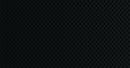 Black metal texture steel background. Perforated sheet metal. Dark black sqyare grid background.