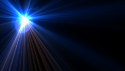 Wall Mural - blue digital lens flare in black background horizontal frame warm