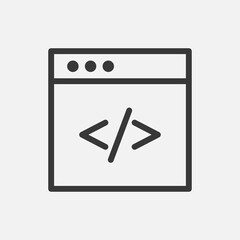 Coding website icon isolated on background. Browser symbol modern, simple, vector, icon for website design, mobile app, ui. Vector Illustration