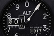 close up of analogue aviation altimeter