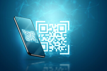 qr code and smartphone, new technologies. electronic digital technologies scanning, barcode.