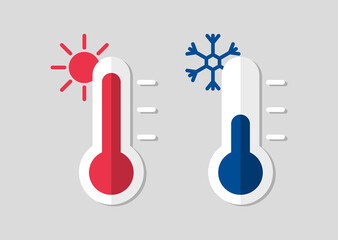 thermometer with hot or cold temperature. celsius meteorological thermometers for measure temperatur